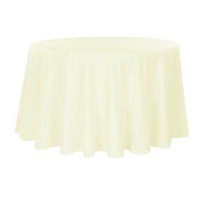 3 Round Polyester 132" IVORY Tablecloth Cream Wedding Dining Linen Decor - New